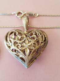 1940's Ornate Cut-out Romantic Heart Shaped Pendant ...