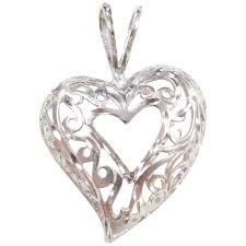 Adorable Sterling Silver Swirl Filigree Heart Pendant. For ...