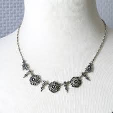 Vintage 835 Silver Floral Bib Necklace - Biedermeier Style ...