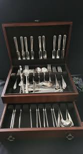 WM Rogers & Son Silver Plated Flatware 12 Dwt Set 84 PC w/ Wooden Storage Case | eBay