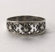 Sterling Silver 925 Art Nouveau Floral Band Ring Victorian ...