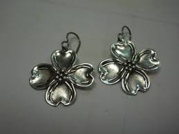 Silver Dogwood Flower Dangle Earrings: Southern Garden ...