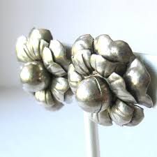 Sterling Silver Floral Earrings From Mexico, Estate Jewelry ...
