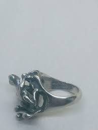 Sterling Silver Frog With Turquoise Eyes Ring Size 6.25 | eBay