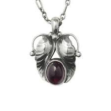 GEORG JENSEN Silver 925 Garnet 1994 Year Pendant Necklace ...