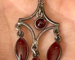 Vintage Sterling Silver Pendant With Red Carnelian Drops - Etsy