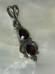 Estate Two Faceted Teardrop Garnets in Nonmagnetic Silver ...