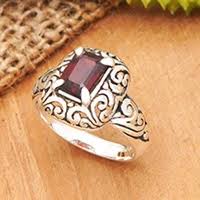 Sterling Silver Cocktail Ring with Red Garnet Gemstone - Luxurious Red | NOVICA