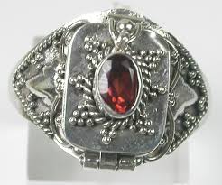 GARNET POISON Pillbox Ring Sterling Silver size 5 3/4 | eBay