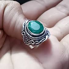 Green Onyx Gemstone 925 Sterling Silver Statement Ring For ...