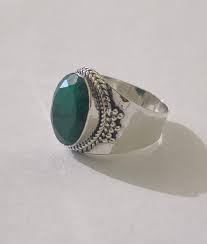 Emerald Sterling Silver Ring: Boho Statement Jewelry - Etsy
