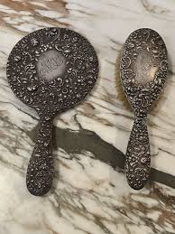 ANTIQUE Gorham American Sterl. SILVER MIRROR & BRUSH SET ...