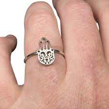 Sterling Silver Hamsa Hand Ring Of Fatima Protection Size 8 ...