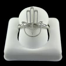 Hamsa Fashion Ring In 14K White Gold Plated Sterling Silver ...