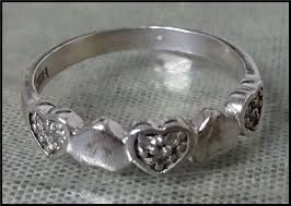 Vintage Sterling Silver CZ Crystal Hearts Band Ring Size 7 ~ Signed ATI | eBay