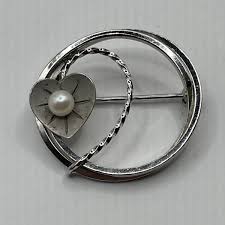 VINTAGE DCE STERLING SILVER AND PEARL HEART PIN BROOCH B1 | eBay