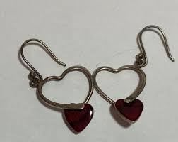 ATI Red Jasper Sterling Heart Earrings 925 Silver Mexico ...