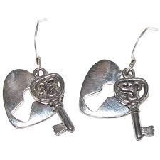 Celtic Sterling Lock & Triskelion Key Charm Earrings. For ...