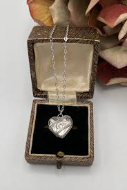 Vintage HEART Shaped Silver Locket & Chain - Sterling Silver Stamped - Foliate Etched Pattern Design - Retro Gift - Ref - 27 - Etsy India
