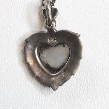 Vintage Sterling Silver Mother Of Pearl Heart Necklace (043 ...