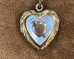 Antique Gold Filled on Silver Heart Locket - Etsy