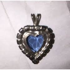 Womens Necklace Pendant with Blue Heart Rhinestone and Clear ...