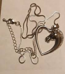 New Horse Heart Pendant Necklace Silver Plated 18" Chain / With Box | eBay