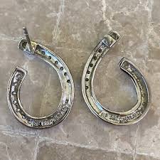 NF 925 STERLING SILVER HOOP EARRINGS With CZ Thailand Cute ...