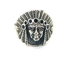 Sterling Silver Native American Head Statement Ring Size 6 ...