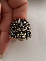 Indian Chief Head Sterling Silver Vintage Men's Large Ring ...