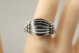 925 Sterling Silver Size 7.25 Ribbed & Beaded Design Ring ...