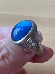 VINTAGE ENGLISH GYPSY BLUE PASTE CRYSTAL CABOCHON STONE ...