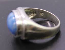 SIZE 7 ~ Vintage Signed SU Sterling Silver & Blue/White ...