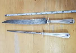 ANTIQUE ROGERS & BRO WATERBURY CONN. SILVERPLATED CARVING 🍠 KNIVE & SHARPENER | eBay Australia