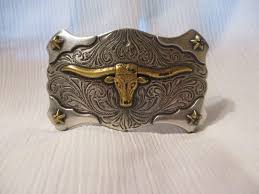 Texas Longhorn Bull's Head Steer Ornate Two Tone Western ...