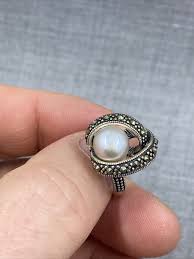 PAJ Designer Pearl & Marcasite Twist Ribbon Sterling Silver .925 Ring Size 7 | eBay