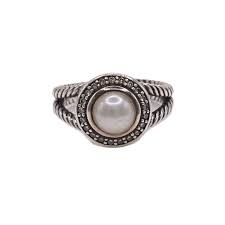 David Yurman Pearl and Diamond Albion Sterling Silver Ring | Lumina Gem | Hampstead, NC
