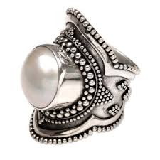 UNICEF Market | Handcrafted Cultured Mabe Pearl Cocktail Ring from Bali - Dotted Moon