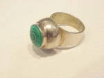 Mexcan Sterling Silver And Malachite Dome Ring Signed Th-122