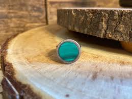 Modernist Vintage Sterling Silver 925 Malachite Ring - Adjustable Band - Runway Artist - Etsy