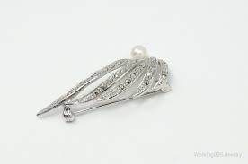 Vintage Pearl Hematite Art Deco 835S Silver Brooch Pin | eBay