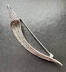 VINTAGE GERMAN STERLING SILVER MARCASITE SLEEK ABSTRACT MODERNIST BROOCH PIN | eBay