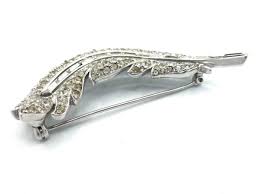 TRIFARI "Royal Plume" Rhinestone & Rhodium Plated Brooch & Clip Earrings Set | eBay