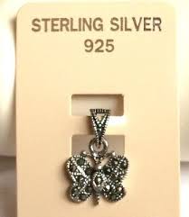 Sterling Silver Marcasite Butterfly Necklace 18" Pendant ...