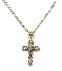 10k Solid Gold Yellow Classic 2-Tone Jesus Cross Crucifix ...