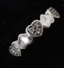 Vintage Sterling Silver CZ Crystal Hearts Band Ring Size 7 ~ Signed ATI | eBay