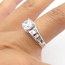 PAJ 925 Sterling Silver Round-Cut White C Z Engagement Band ...