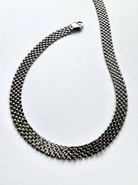 Vintage 9k White Gold Panther Link Collar Length Chain ...