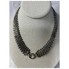 Antique Silver Tone Book Chain Necklace. For Sale at Ruby Lane