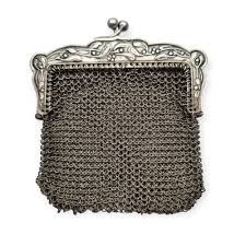 Antique Silver Mesh Purse With Engraved Art Nouveau Frame ...